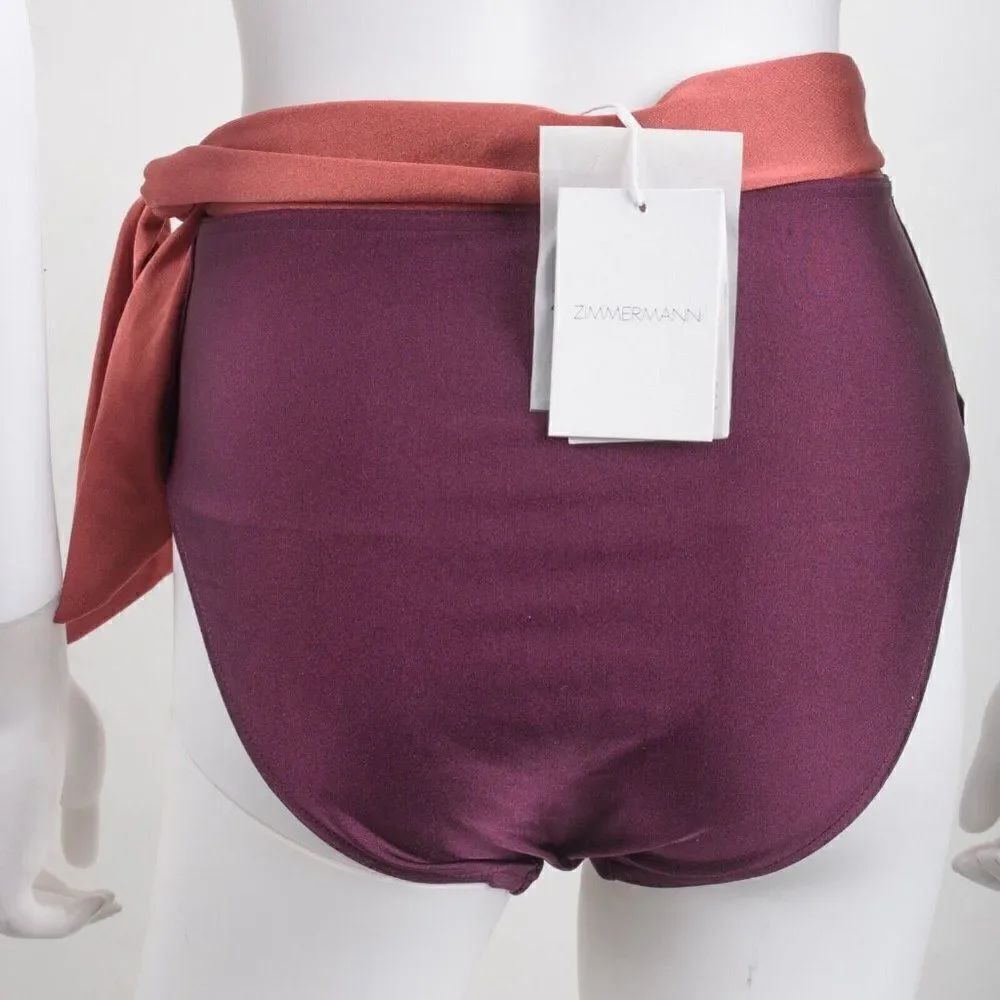 Zimmermann Womens Rosa Colorblock High Rise Bikini Bottoms Purple Sz 2 US 8 NWT - Picture 4 of 6